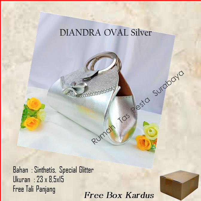 Tas Elegant,Tas Lucu,Tas Murah,DIANDRA OVAL SILVER