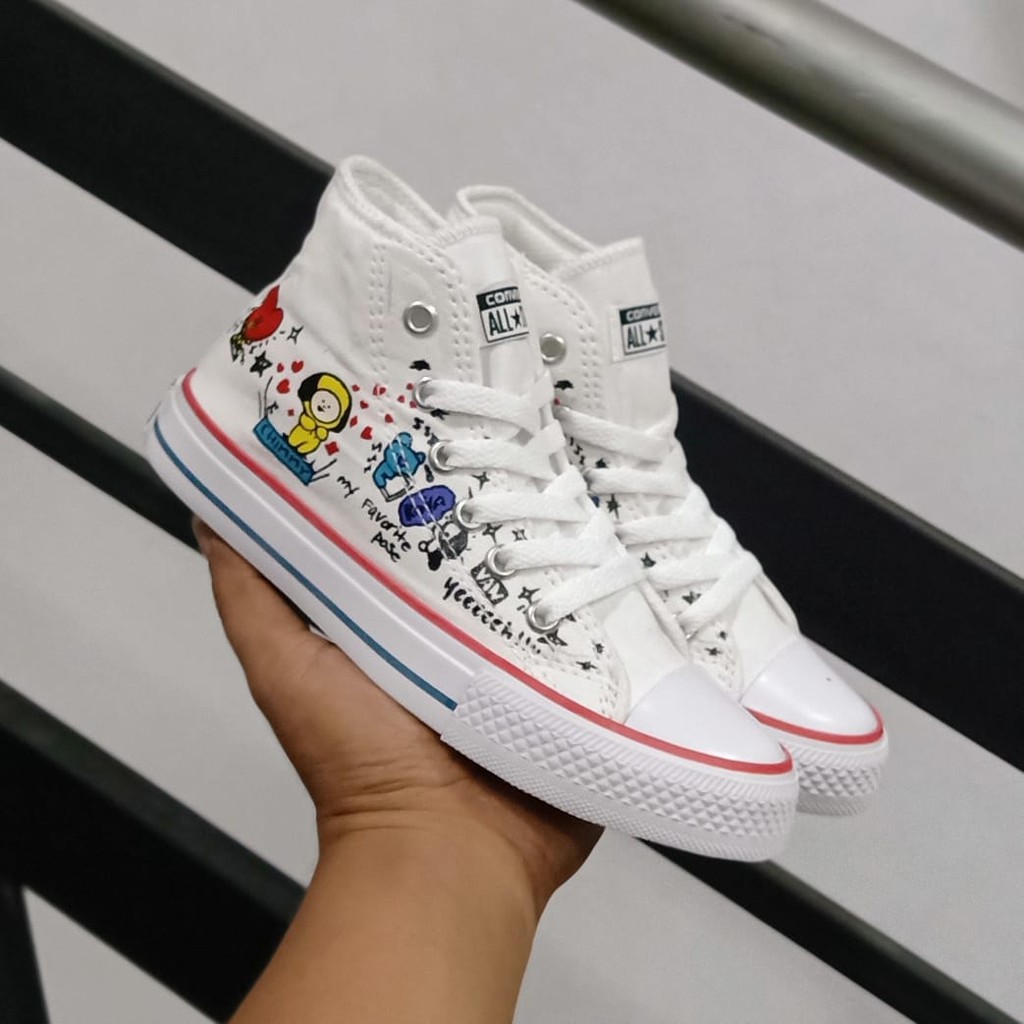 Sepatu anak Sneakers high boots BT21 import Fashion Casual Terbaru Murah laki laki dan Perempuan COD