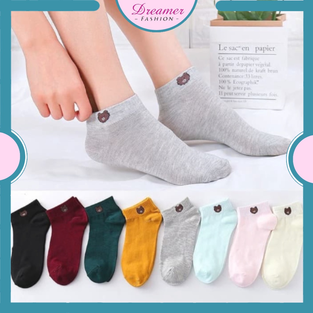 DF KK220 Kaos Kaki Wanita Pria Motif Beruang Fashion Unisex Kaos Kaki Wanita Kekinian Import