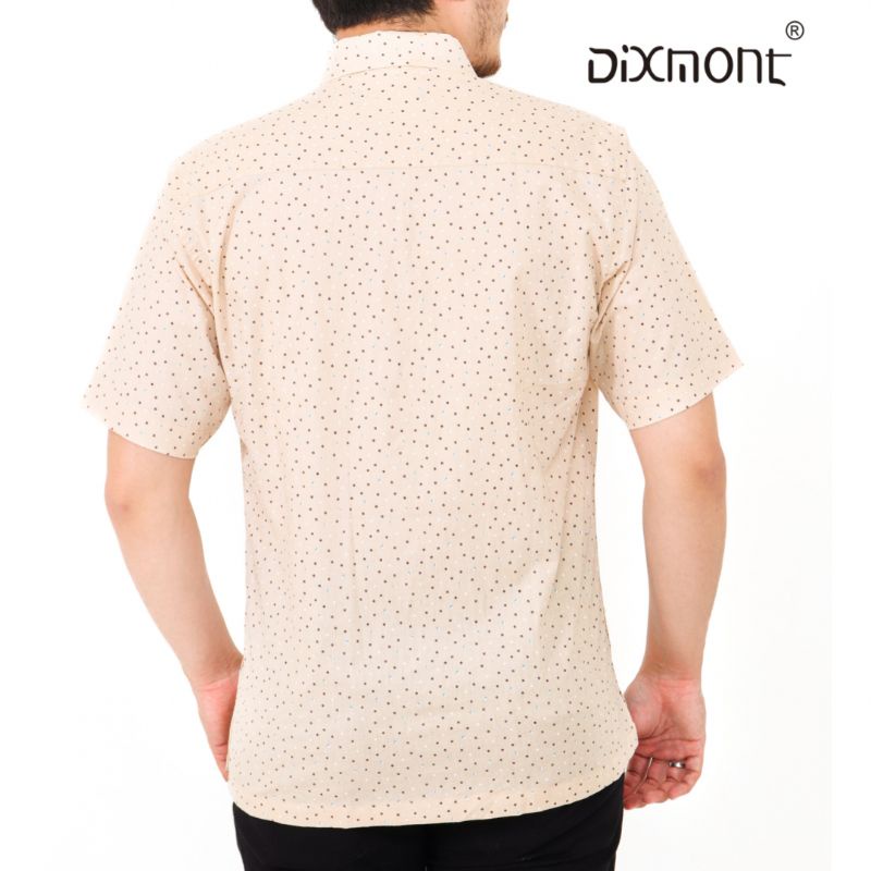 Dixmont Kemeja Pria Basic Formal Motif Lengan Pendek Hem MS00922