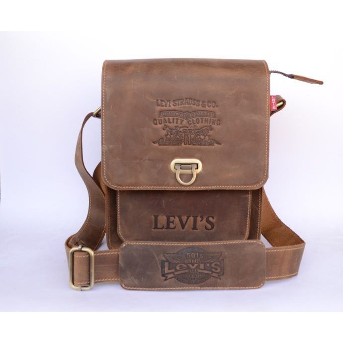 Tas Selempang Pria Kulit Asli  Levis / Tas Selempang Pria Full Kulit Asli Tebal