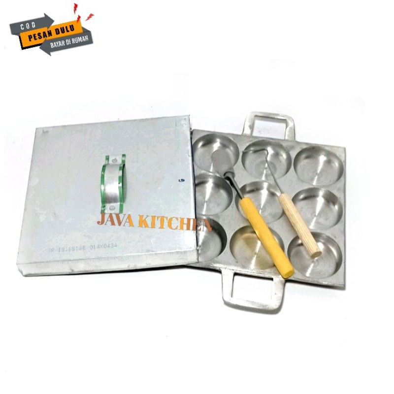 Cetakan kue lumpur cetakan kue lumpur martabak manis isi 9 lubang plus tutup dan spatula