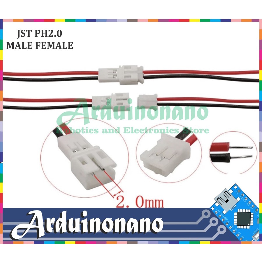 Socket JST PH2.0 2p Male Female PH 2.0 2mm 2 pin soket kabel plug jack