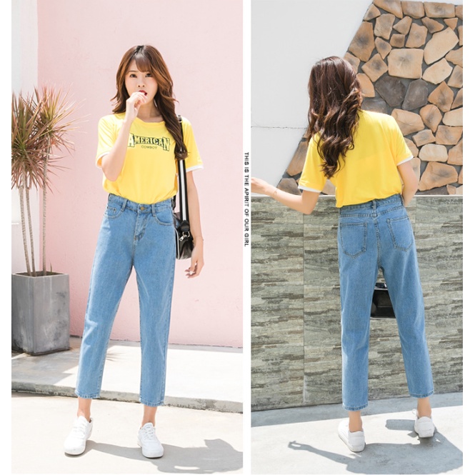 Celana Wanita Celana Harlan Jeans Celana Fashion Korean Style Celana Longgar Cropped Trousers Tampak Kurus