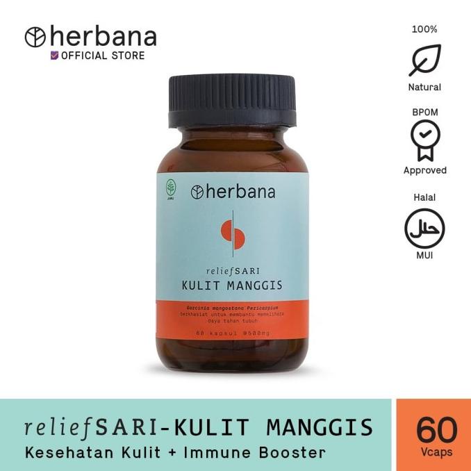 

TERLARIS Herbana Relief Sari Kulit Manggis - 60 Kapsul /OBAT HERBAL ASAM URAT/OBAT HERBAL PELANGSING/OBAT HERBAL KOLESTEROL/OBAT HERBAL DIABETES