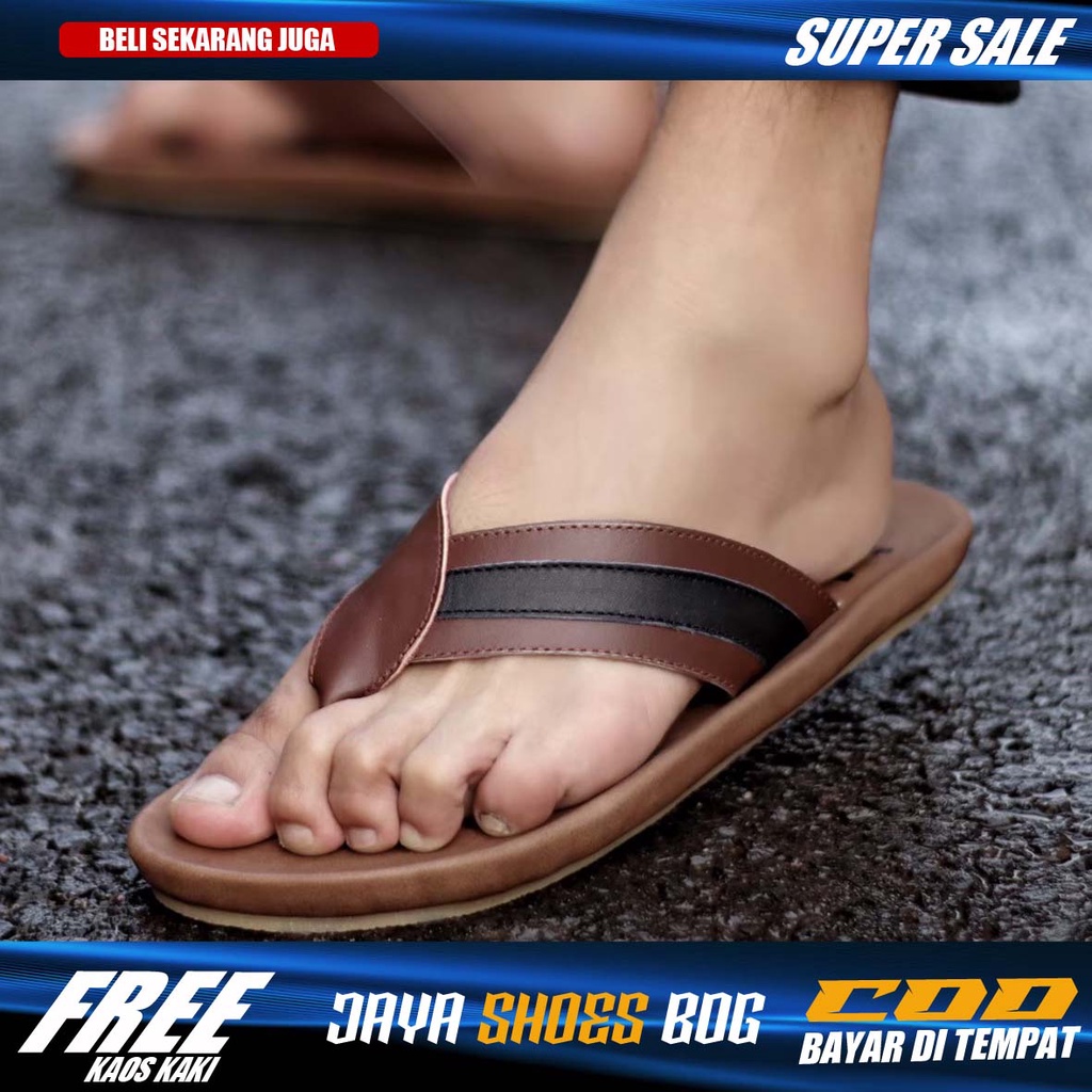 KIAN|Sandal Kasual Kulit Pria Kasual Casual Model Jepit Santai Ringan Original Sendal Cowok