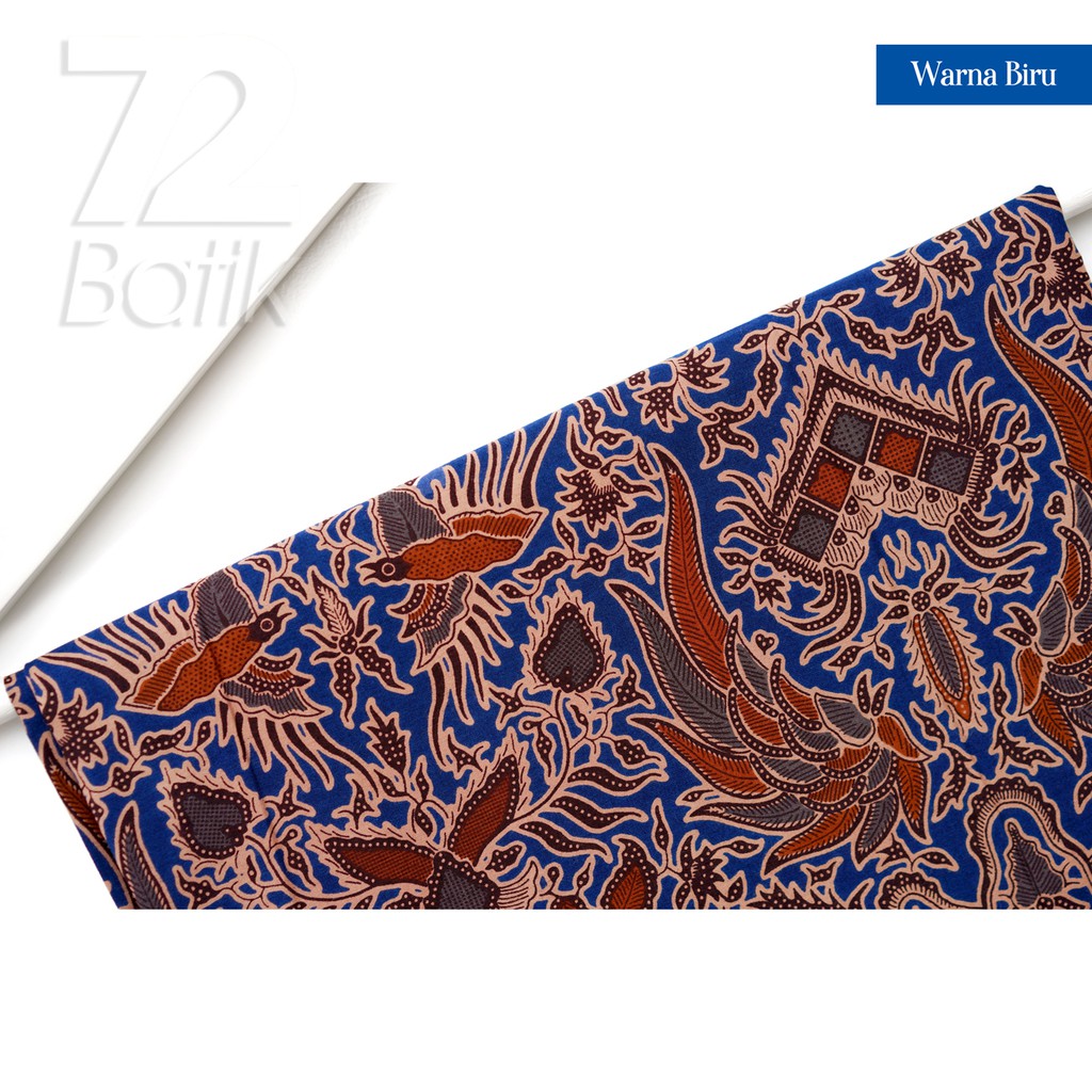 KAIN BATIK PREMIUM Bahan Katun Motif Sayap Burung Warna Biru Blue 726197 Cap 72 Jarik Jarit Samping Kebat Panjang Batik Katun Modern Premium Bahan Seragam Batik Pernikahan Kantor Keluarga Murah Kamen Jadi Batik Bali Lembaran