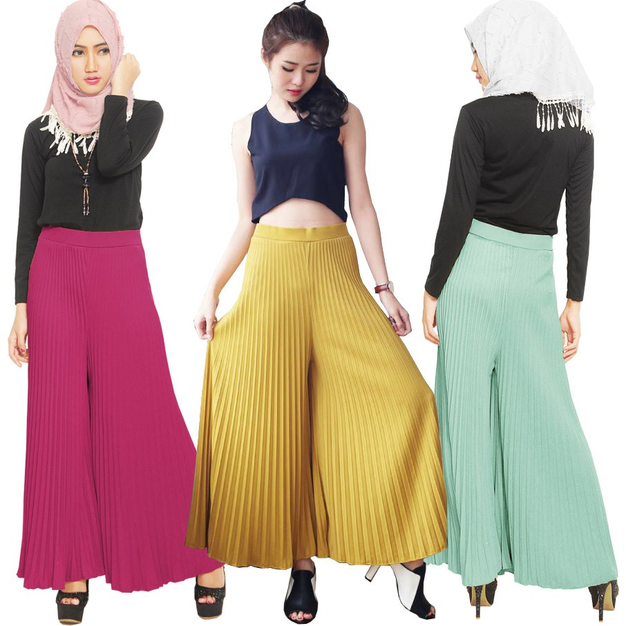 Kulot Lipit Lebar Celana Wanita Jumbo BestSeller fit to Kulot Lipit Lebar Celana Wanita Jumbo BestSeller fit to