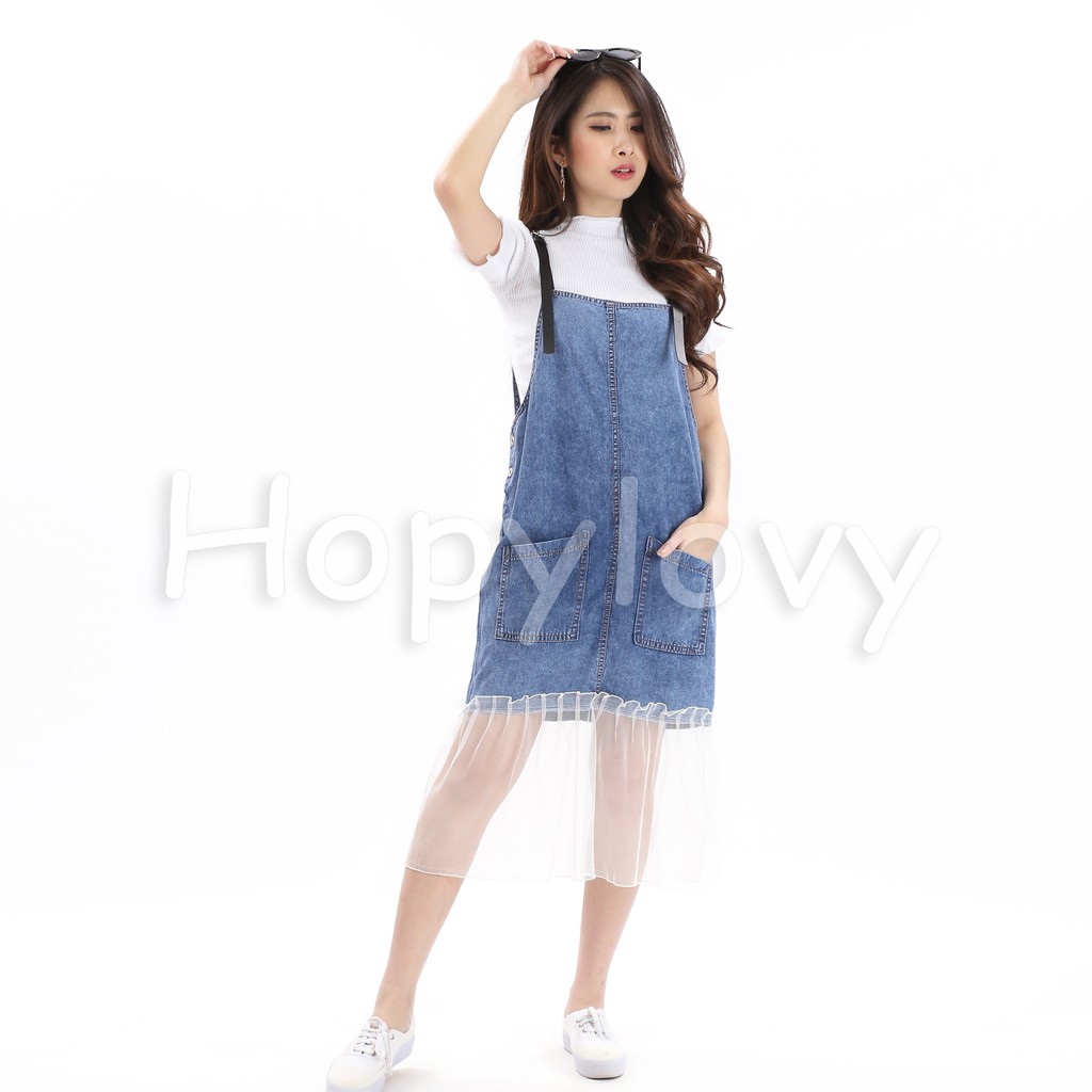 Overall Jeans Wanita Kombinasi Tile Rosna