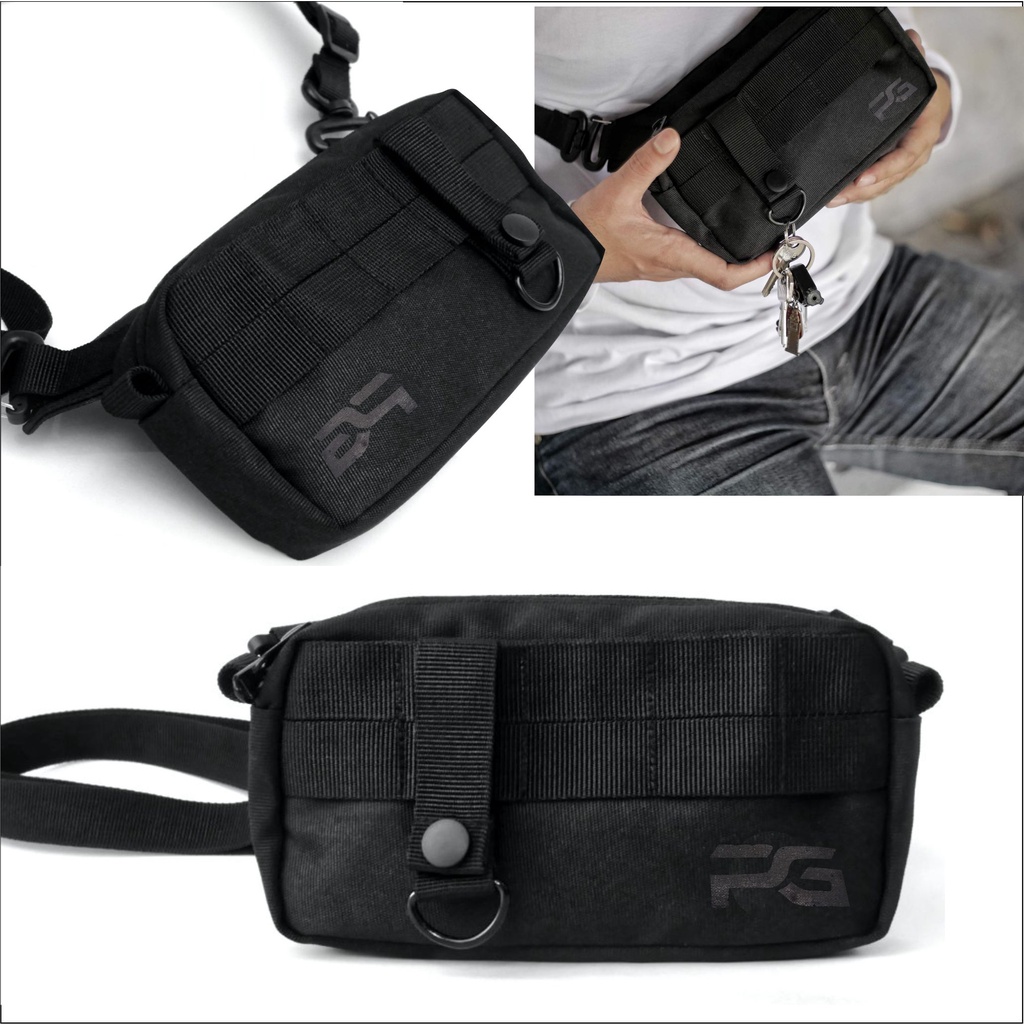 Tas Selempang Pria Slingbag Black Series Model Polos Kasual - PG - 8831