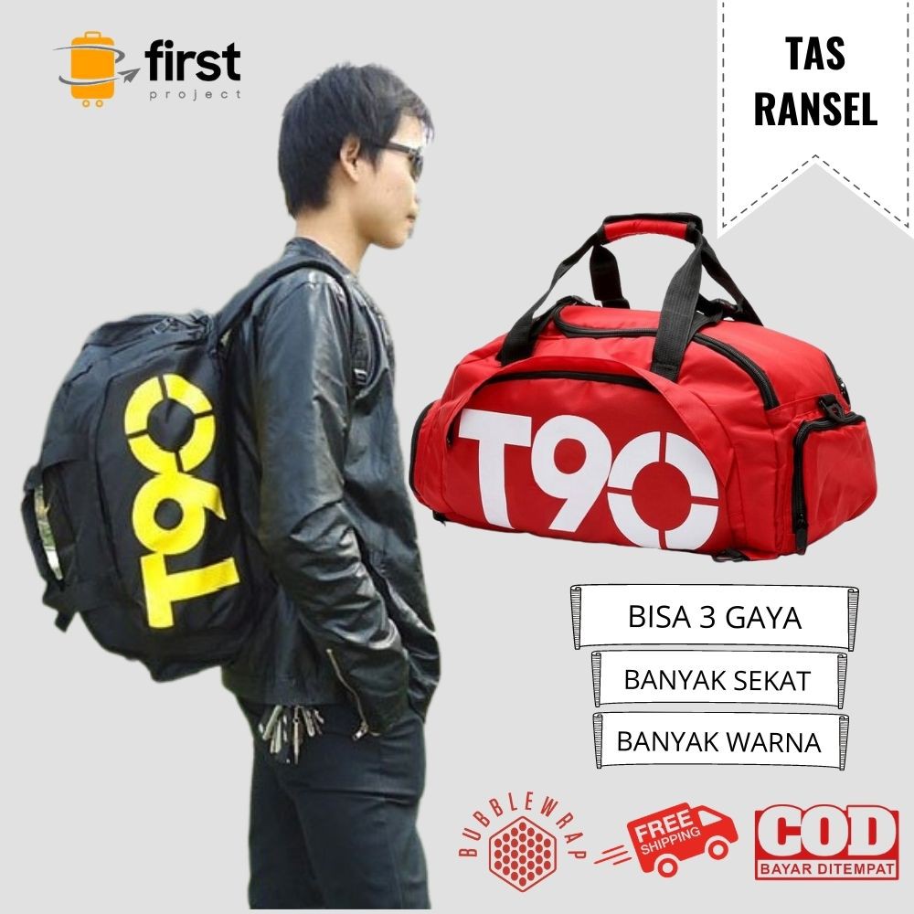 FIRST PROJECT - Tas Olahraga Pria Wanita Selempang Ransel Gym Fitness Murah Duffel Travel Bag