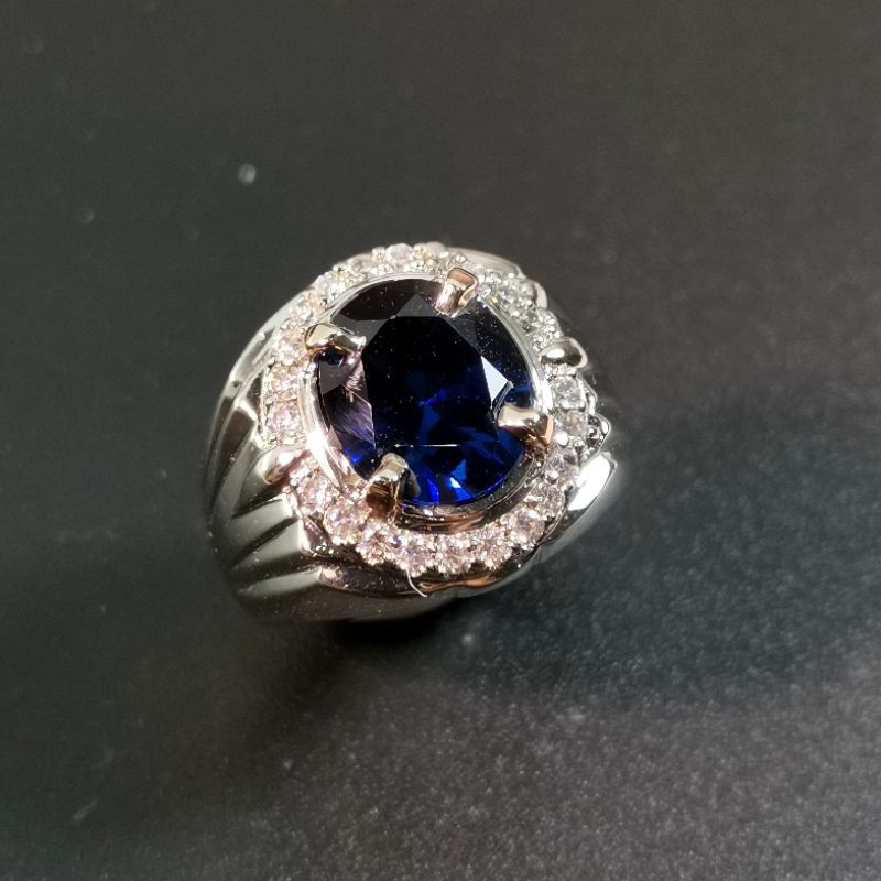 Cincin Safir Spinel Syntetic Royal Vivid Blue