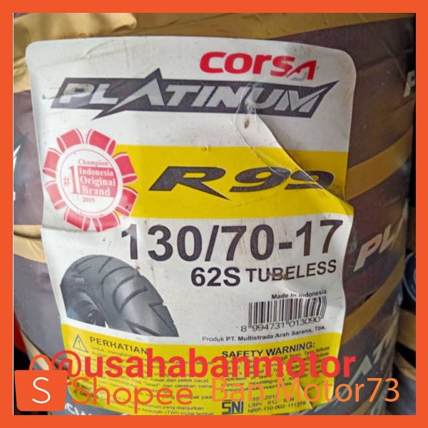 Ban Corsa R99 130 70 Ring 17 Tubeless