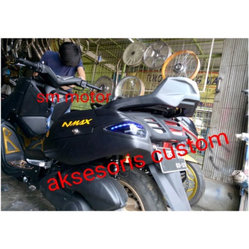 Dijual sepaket 2 in 1 side box nmax dan sandaran jok nmax murah side box model slim kotak sandaran m