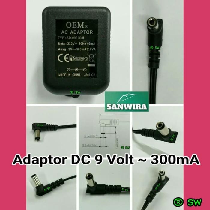 Adaptor 9 Volt Dc ~ 300Ma "Oem" - 230 V ~ 50 Hz 40Ma