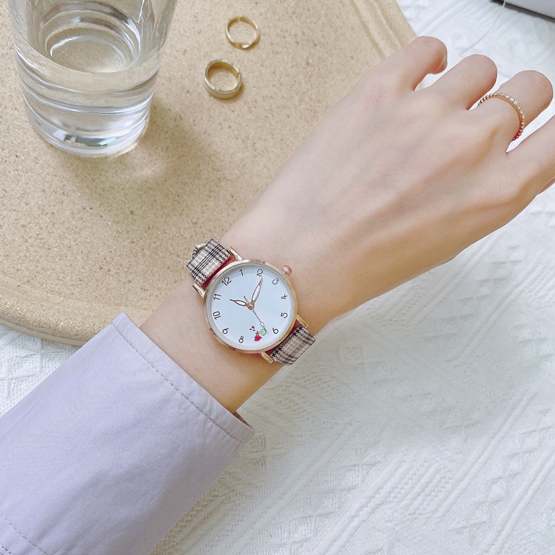 FYGALERYSURABAYA J185 Jam Tangan Analog Watch Wanita Strap Kotak Kotak Korean Style