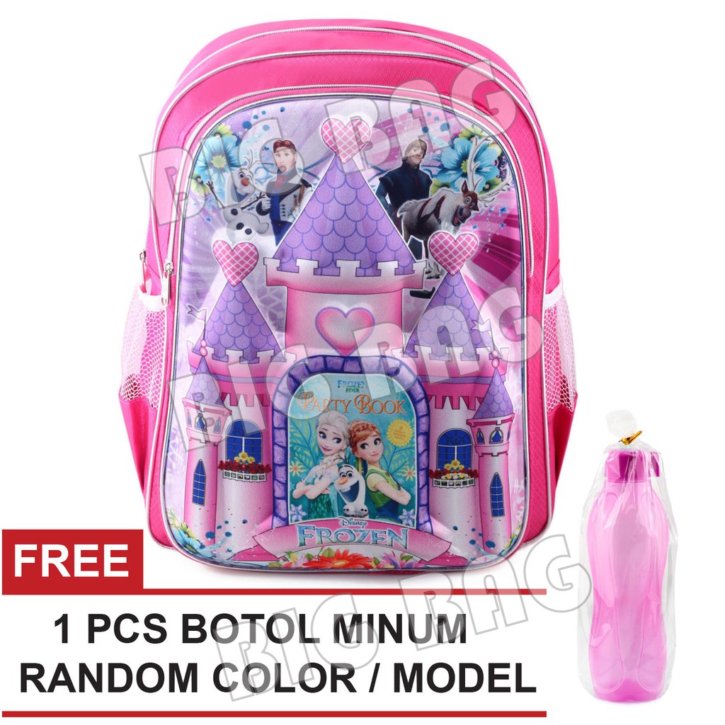 Tas Sekolah Anak Karakter Kartun - CASTLE EMBOSS.RTM + FREE Botol