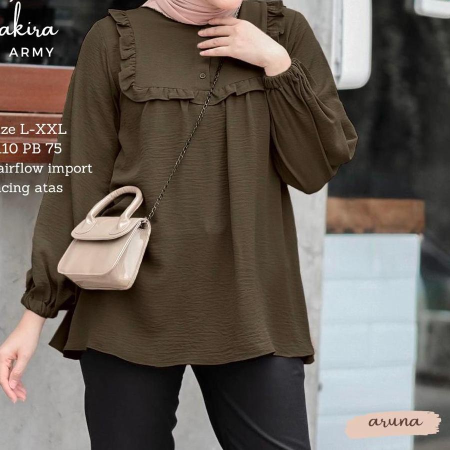 Hot Sale Sakira Tunik Crincle Airflow Baju Tunik Wanita Tunik Jumbo LD 100 110 120 130 140 Tunik Jum