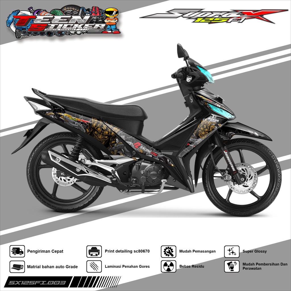 Striping SUPRA X 125 FI- Striping  Variasi  Hologram Chrome Vynil UV Transparant HONDA SUPRA X 125 F
