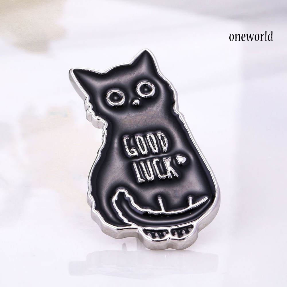 OW@ Good Luck Cartoon Cat Shape Brooch Pin Sweater Shirt Jacket Collar Breastpin