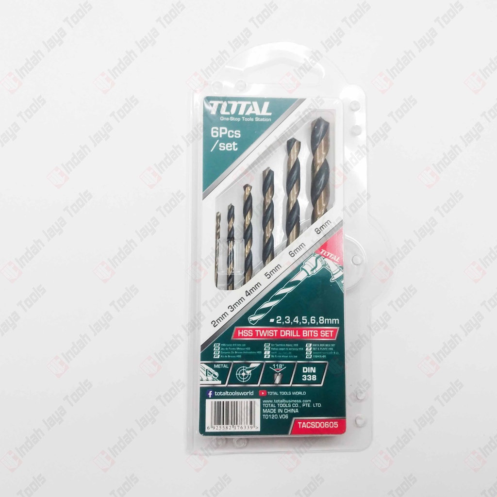 TOTAL 0605 Mata Bor Besi Set 6 Pcs 2 - 8 mm - HSS Drill Bit Set