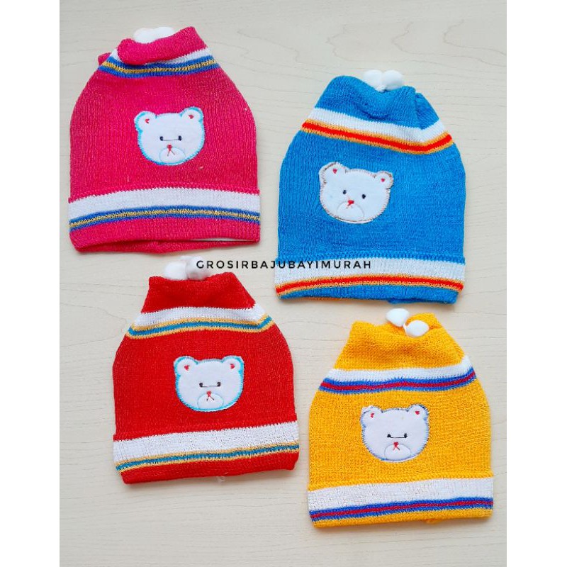 topi bayi rajut  grosir isi 6 pcs