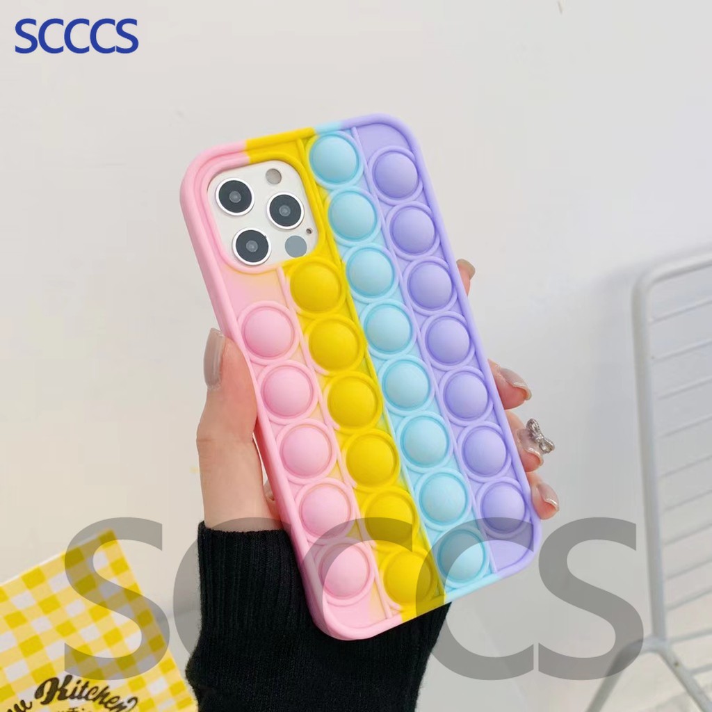 Casing Iphone 12 Pro Mini 11 Xs Max Xr 7 8 Plus Motif Pop It Push Bubble