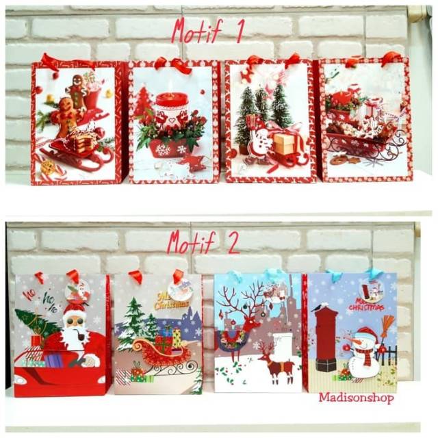 Paper Bag Besar Merah Kantong Kado Santa Tas Sovenir Kado Natal Murah