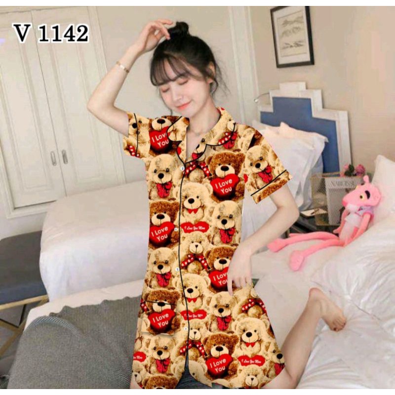 (Bisa COD) PROMO!! Daster Piyama Wanita Motif Karakter Bahan Katun