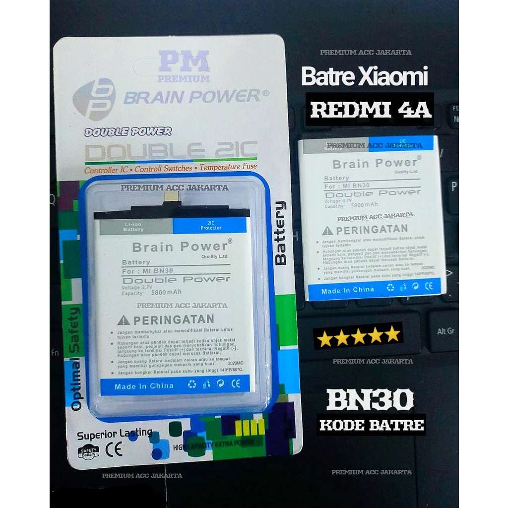 attery Xiaomi BN30 - Baterai Xiaomi Redmi 4A / Batre Tanam Xiaomi Redmi 4A BN 30 REDMI Double Power 2ic Brain Power