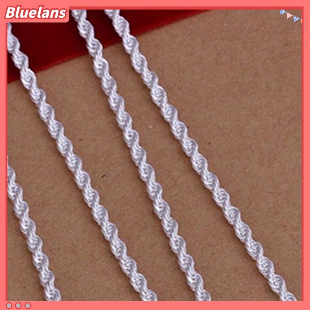 Bluelans 16/18/20/22/24 inch Women Silver Plated 2mm Twisted Necklace Chain No Pendant