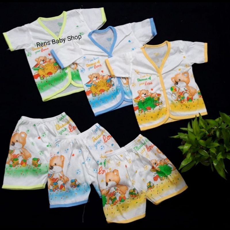 SETELAN NEWBORN PENDEK baju celana anak bayi baru lahir kancing