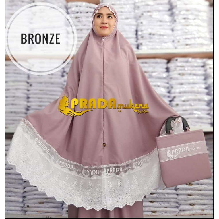 Mukena renda bordir prada vanya  jumbo simple putih dan  warna murah