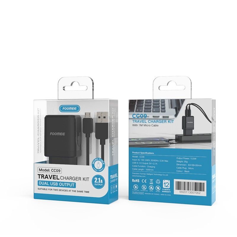 Foomee Travel Charger Kit Dual USB Output