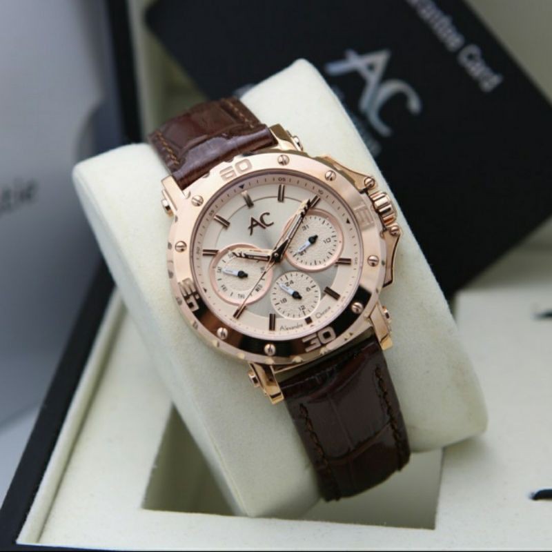 JAM TANGAN WANITA ALEXANDRE CHRISTIE AC 9205 BROWN ROSEGOLD