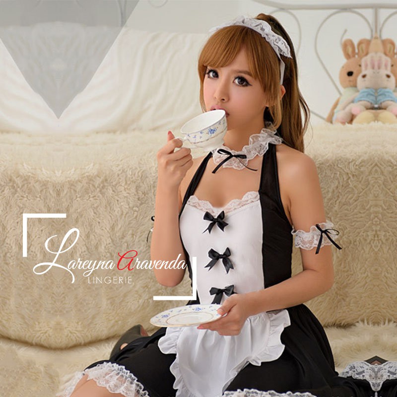 Set Lingerie + G String Seksi Model Cosplay Naughty Maid LG200