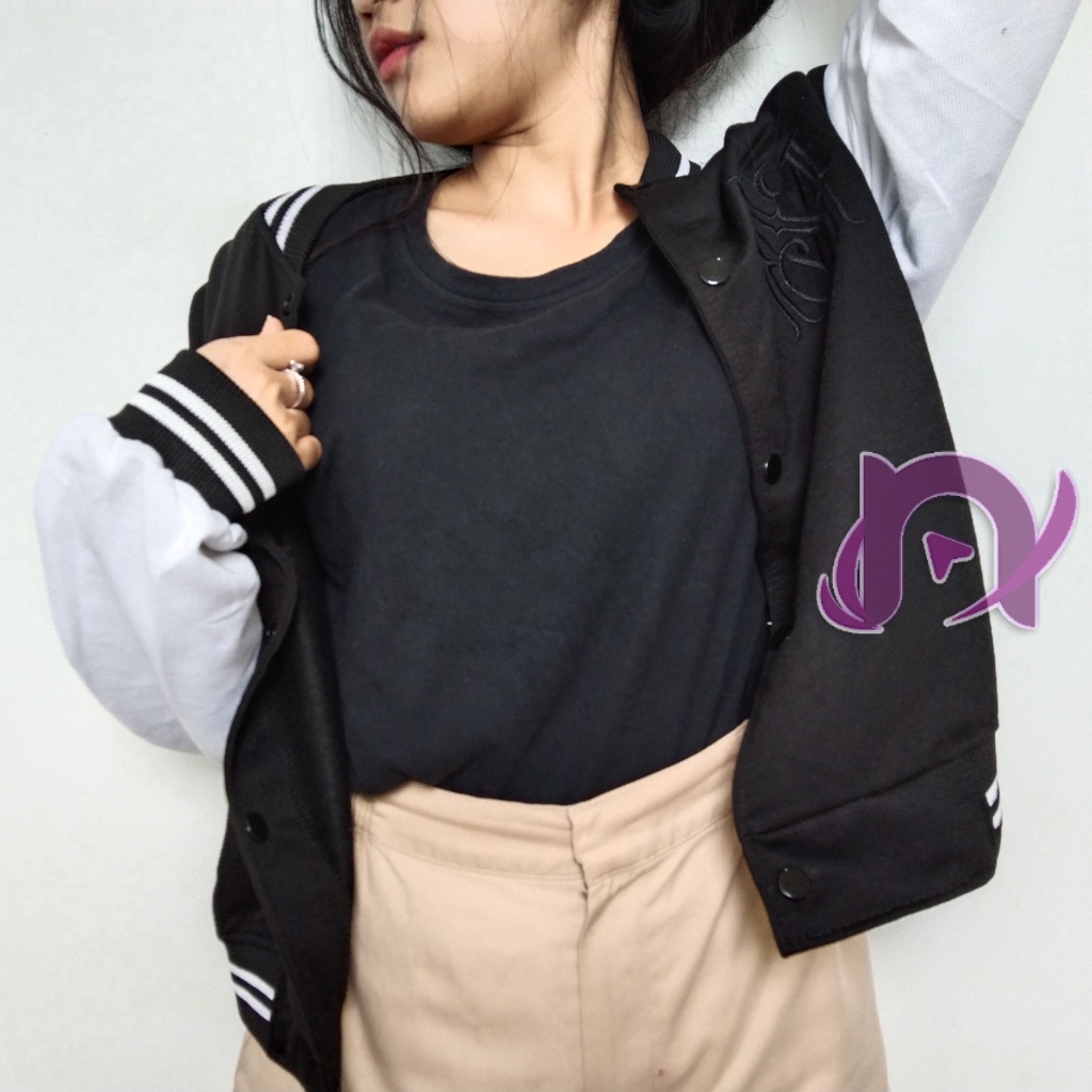 MS BISBOL CROP JAKET / CROPE VARSITY BASEBALL JACKET BAHAN FLEECE