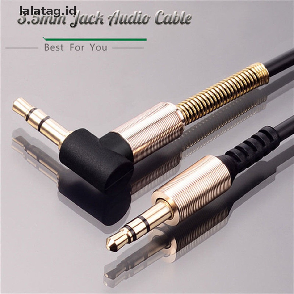 (Flyag) Kabel Audio Stereo Jack 3.5mm Male Ke Male Sudut Kanan 90 Derajat