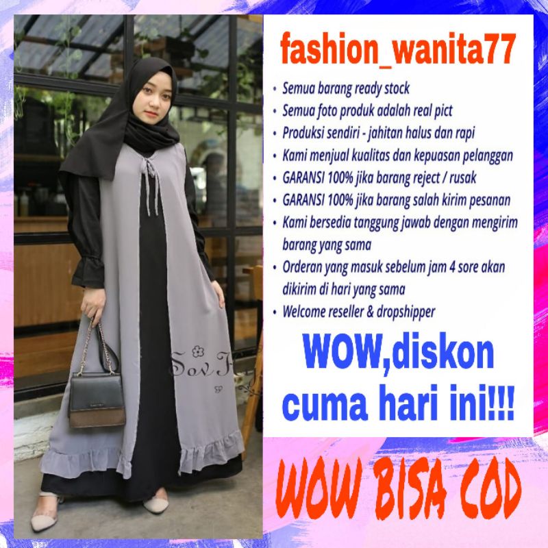 Gamis dress baju pakaian busana fashion wanita muslim remaja syafira syar'i gaun kondangan pesta mod