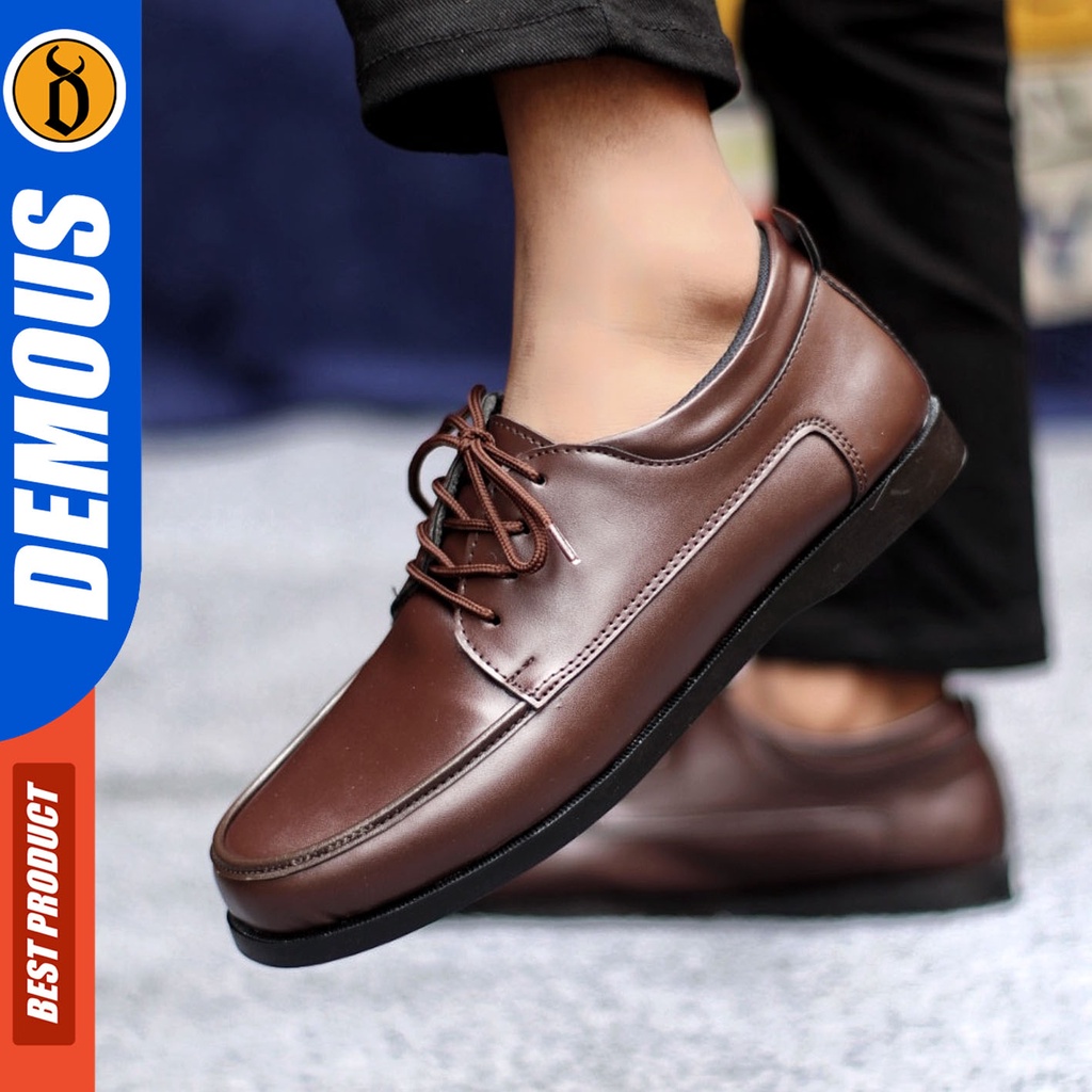 Sepatu Formal Pria Sepatu Casual Pria Kulit Pu Tali Sepatu Pantofel Kerja Kantor Kuliah Kondangan Sepatu Hitam Pria  DEMOUS MONZRE