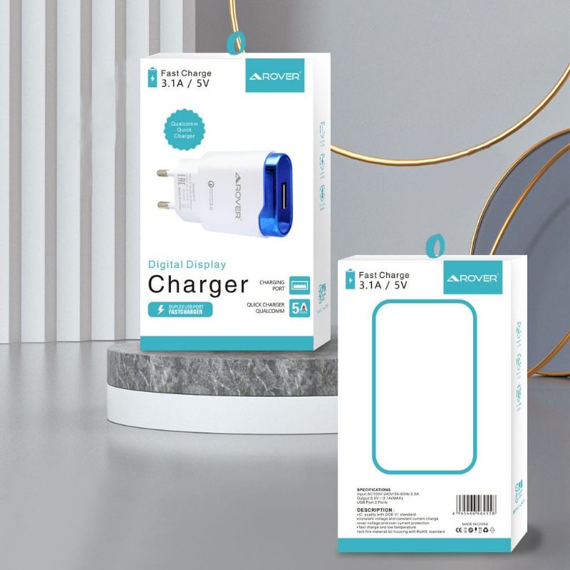 Charger Fast Charging《AROVER R14》Charger 3.1A Support Fast Charging Qualcomm 3.0 - FREE KABEL DATA