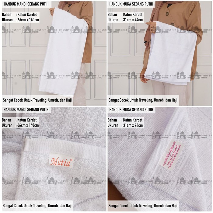 Handuk Putih Kecil/Handuk Besar Bahan katun/Handuk cocok buat Travelling dan bisa bayar ditempat/COD