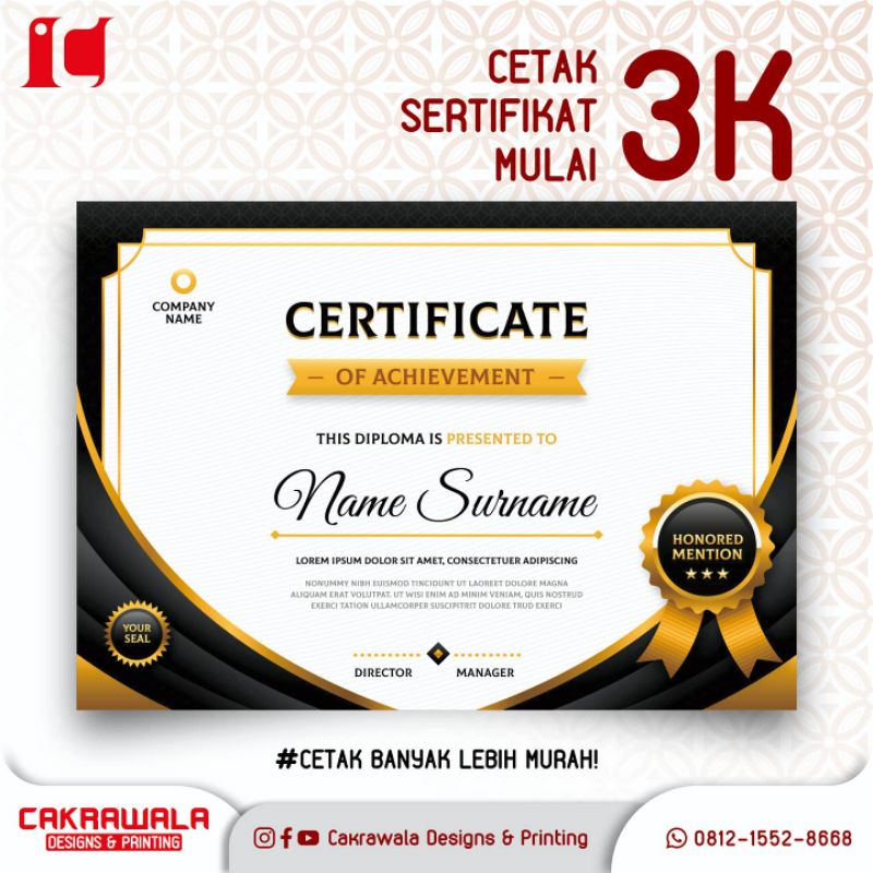 

JASA CETAK SERTIFIKAT - PIAGAM - SEMINAR - PENGHARGAAN
