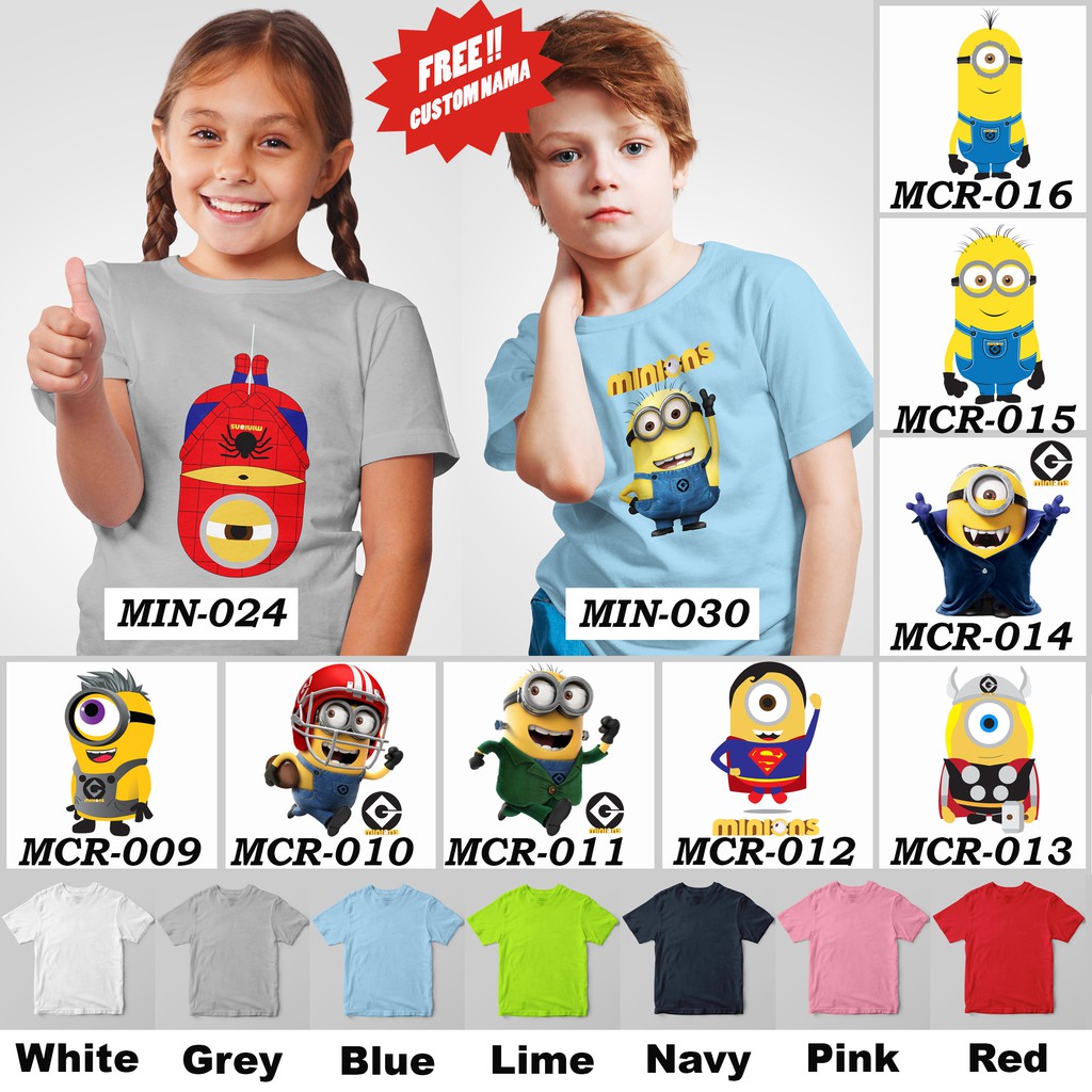 [FREE NAMA !!!] Kaos Anak &amp; Family Minion 100% COTTON PREMIUM