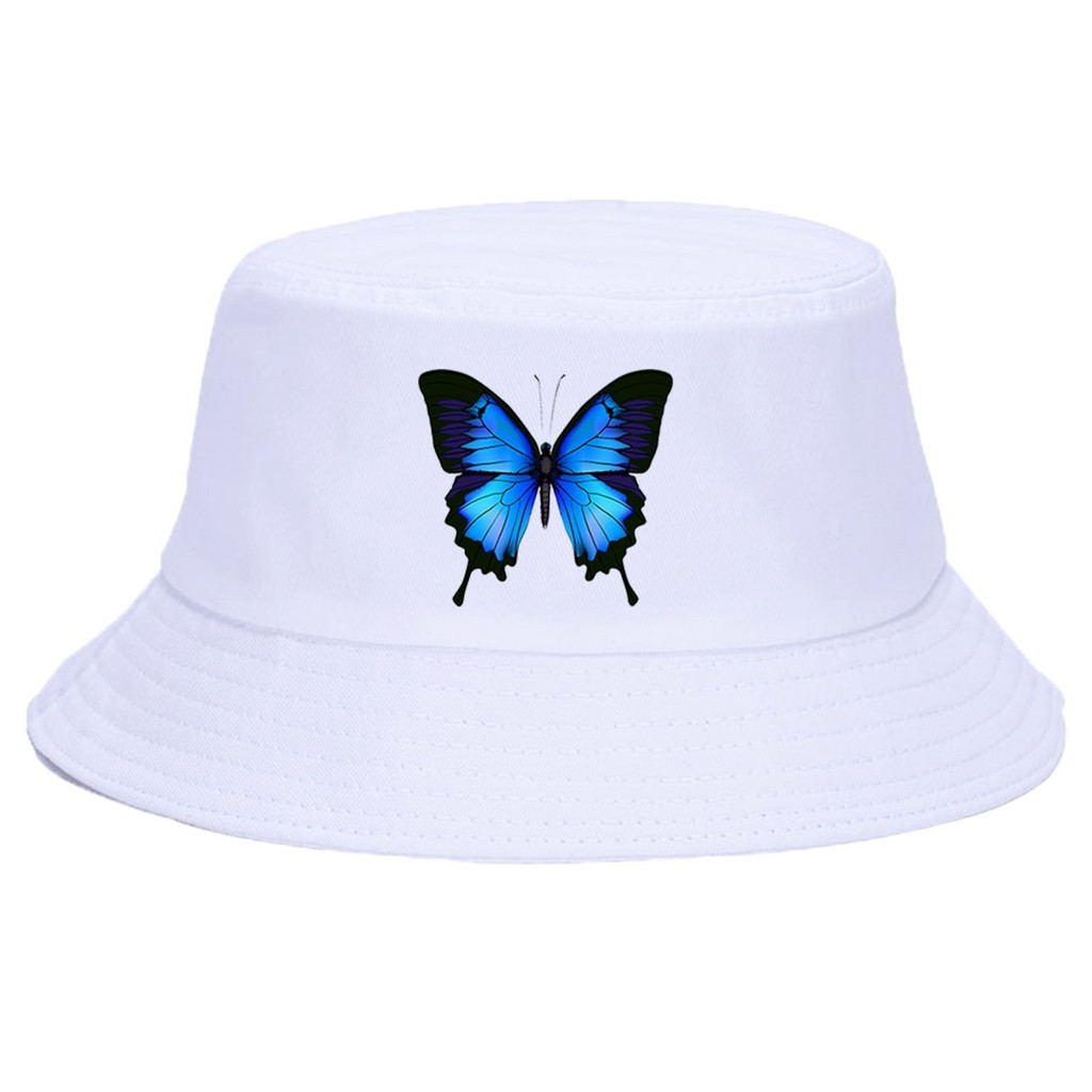 Butterfly Topi Bucket Nelayan Pelindung Matahari Motif Kupu-Kupu Gaya Jepang Untuk Pria Dan Wanita