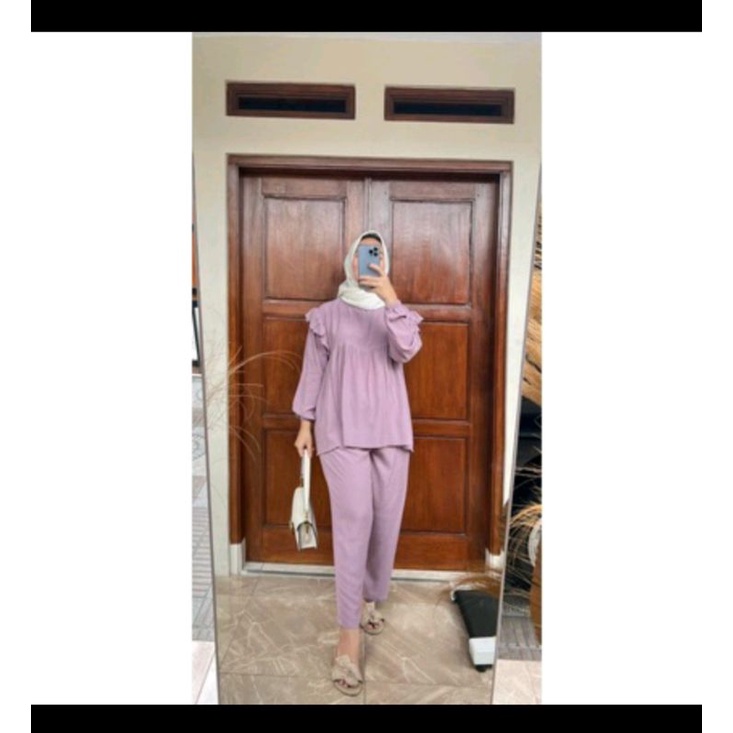 ONE SET WANITA HIJAB STYLE CRINGKLE AIRFLOW OOTD KEKINIAN MURAH