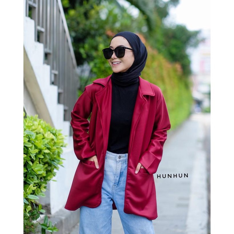 CUCI GUDANG!! Alba Blazer Outer Blazer Basic Scuba Atasan Kerja Wanita Outer Polos Murah Korean Look  Pusatgrosir_solo