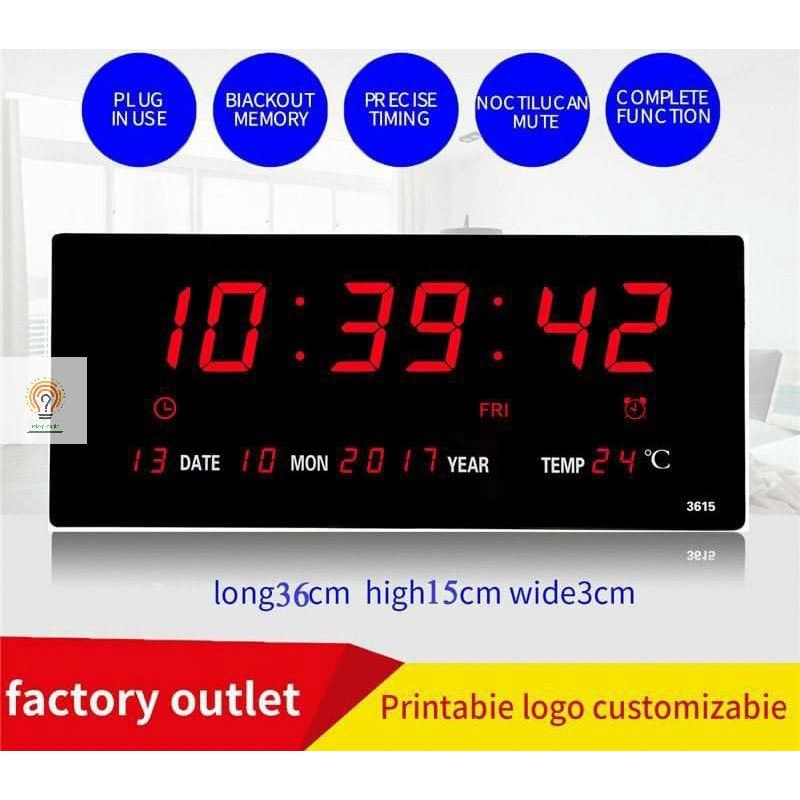 JAM Digital Dinding / Digital Clock LED 3615 / Merah / Hijau / Biru