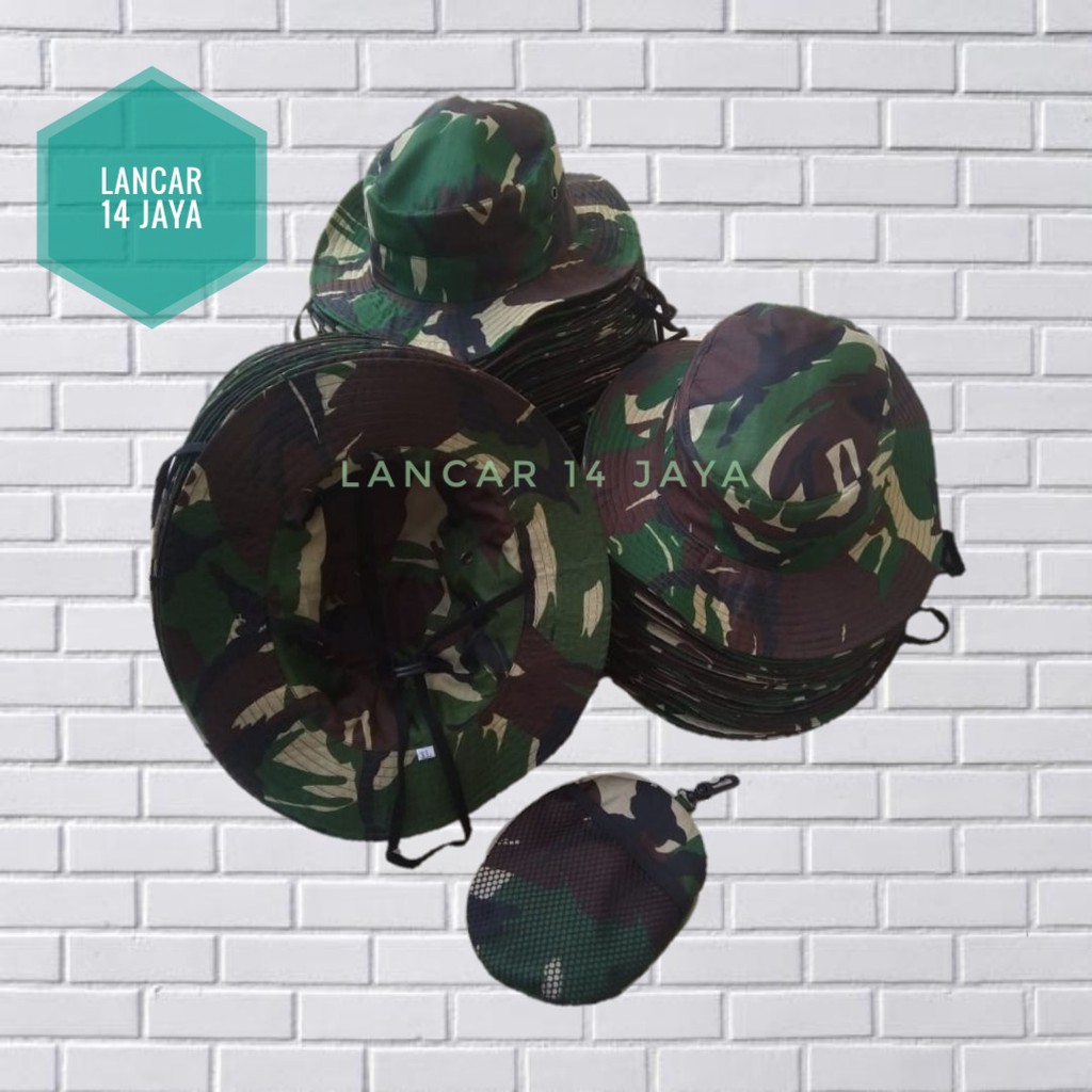 Topi rimba parasut lipat - Topi lipat parasut loreng - TNI- Loreng Malfinas - Topi Rimba