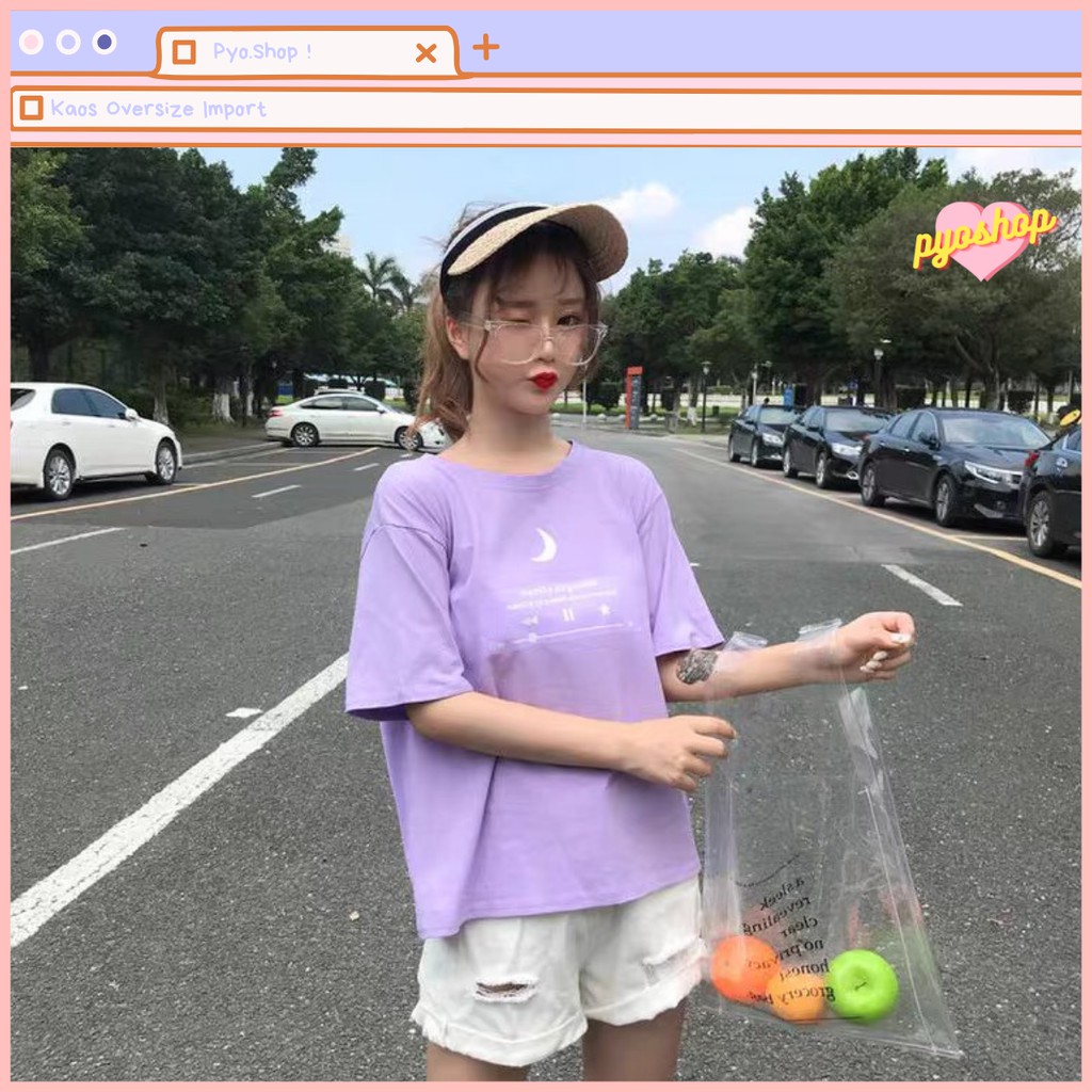 Kaos Oversize Korea Import Lilac Moon Playlist